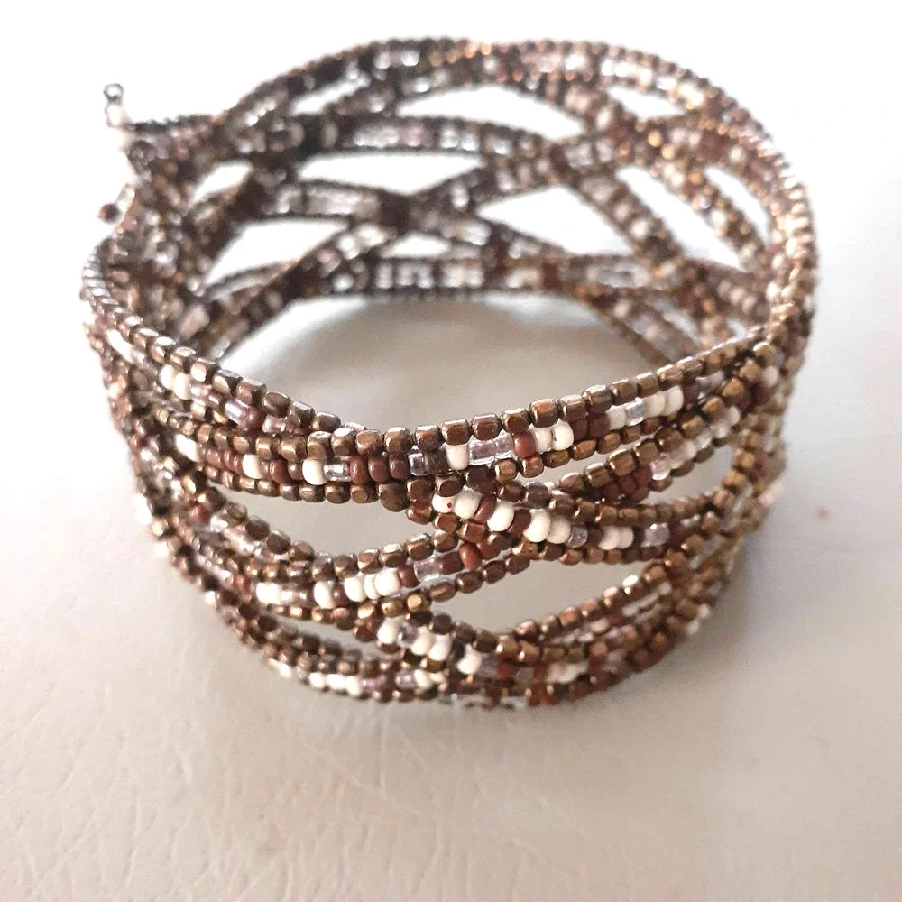 AVENUE 2 Seed Bead Cuff Bracelets Plus Size XL NWT - Picture 2 of 7